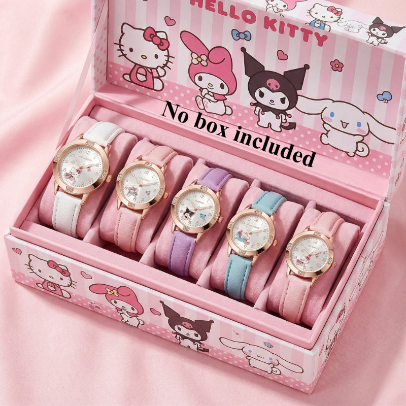 5pcs Sanrio Themed Watches, Featuring a Delightful Cartoon Style, Exquisitely Unique and Fun/cute. A Set of 5 Watches with Multiple Options, Perfect as Party Favors, Holiday Gifts, Birthday Presents for Teachers, or Prize Exchange Gifts