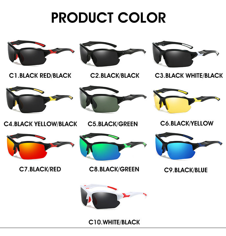 3pcs New Cross-Border Outdoor Sports, Skiing, Driving Half-Frame Sunglasses Men'S Running Fishing Sunglasses Sun Protection Lightweight Goggles