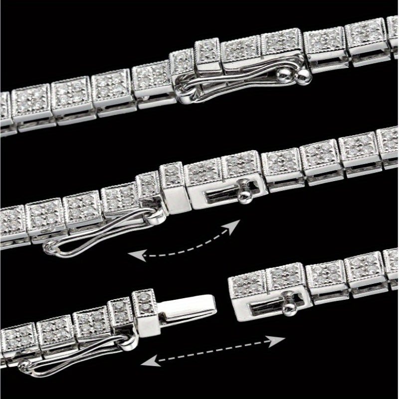 925 Sterling Silver Luxurious Synthetic Zirconia Bracelet, Gorgeous Jewelry, Women's Engagement Wedding Gift, Suitable for Daily Wear, Family Friends, Couples Vacation St. Patrick's Day Gift