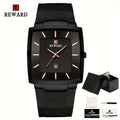REWARD Fashion Watches Men Top Luxury Brand Square Blue Men's Wristwatch Stainless Steel Quartz Clock Male