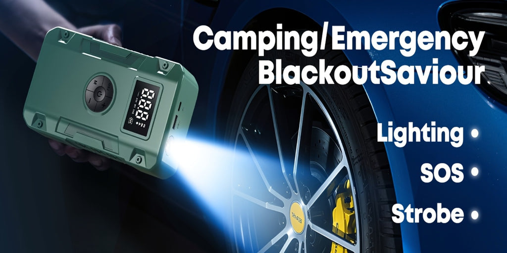 10000A 7-in-1 Multi-Function Emergency Jump Starter with Air Pump, 150PSL Car Battery Booster, Tire Inflator, Portable Vehicle Battery Charger, Suitable for 2.64-Gallon Gasoline or 2.38-Gallon Diesel Batteries, LED Emergency Light