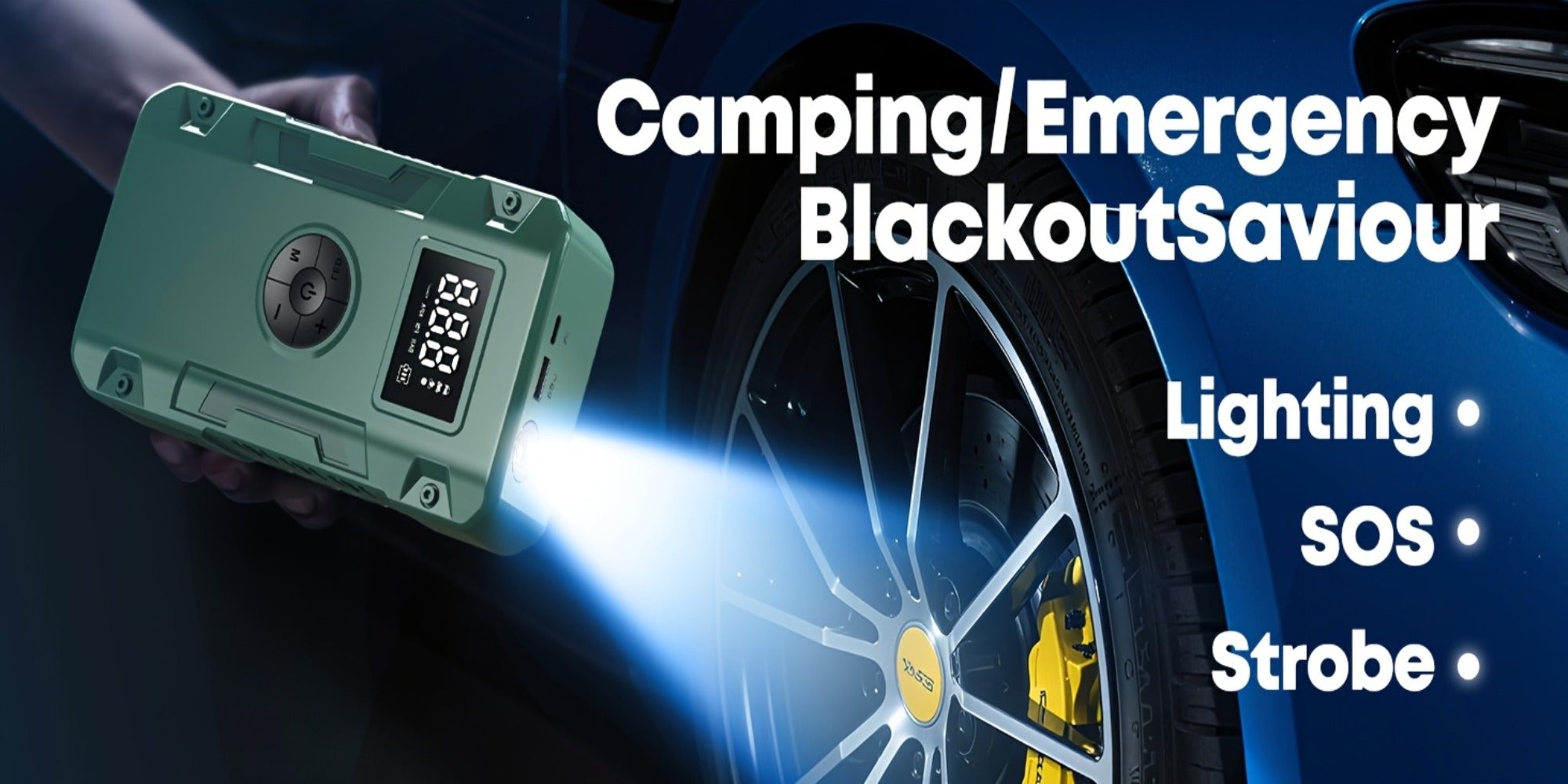 10000A 7-in-1 Multi-Function Emergency Jump Starter with Air Pump, 150PSL Car Battery Booster, Tire Inflator, Portable Vehicle Battery Charger, Suitable for 2.64-Gallon Gasoline or 2.38-Gallon Diesel Batteries, LED Emergency Light