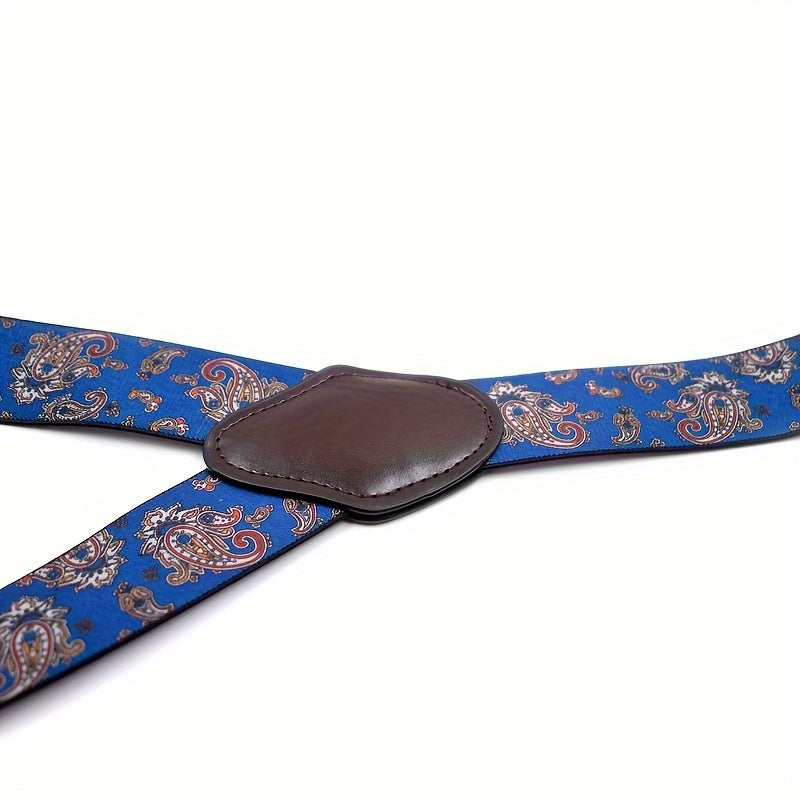 Men'S Y-Back Suspenders Featuring 6 Metal Clips for Added Security, Adjustable Elastic Design, Perfect for Trousers, And an Excellent Gift Option