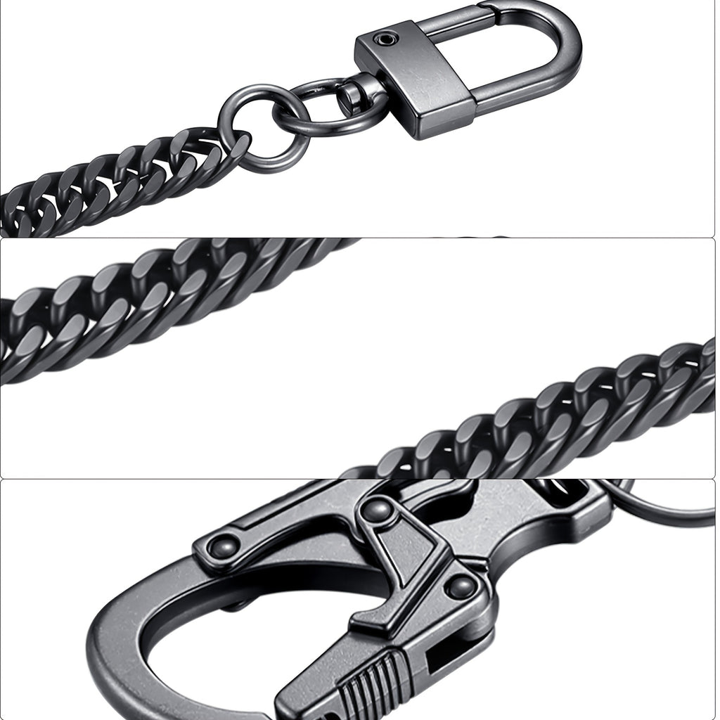 Ahiller Business Style Wallet Chain, Hip Hop Style Keychain - Dual Lock Security Design, Outdoor Camping, Traveling Accessory for Motorcycle/Daily Use with Scratch Resistant Coating, Men's EDC Carrying Gear Chain, Perfect Gift for Boyfriends And Dads, Dai