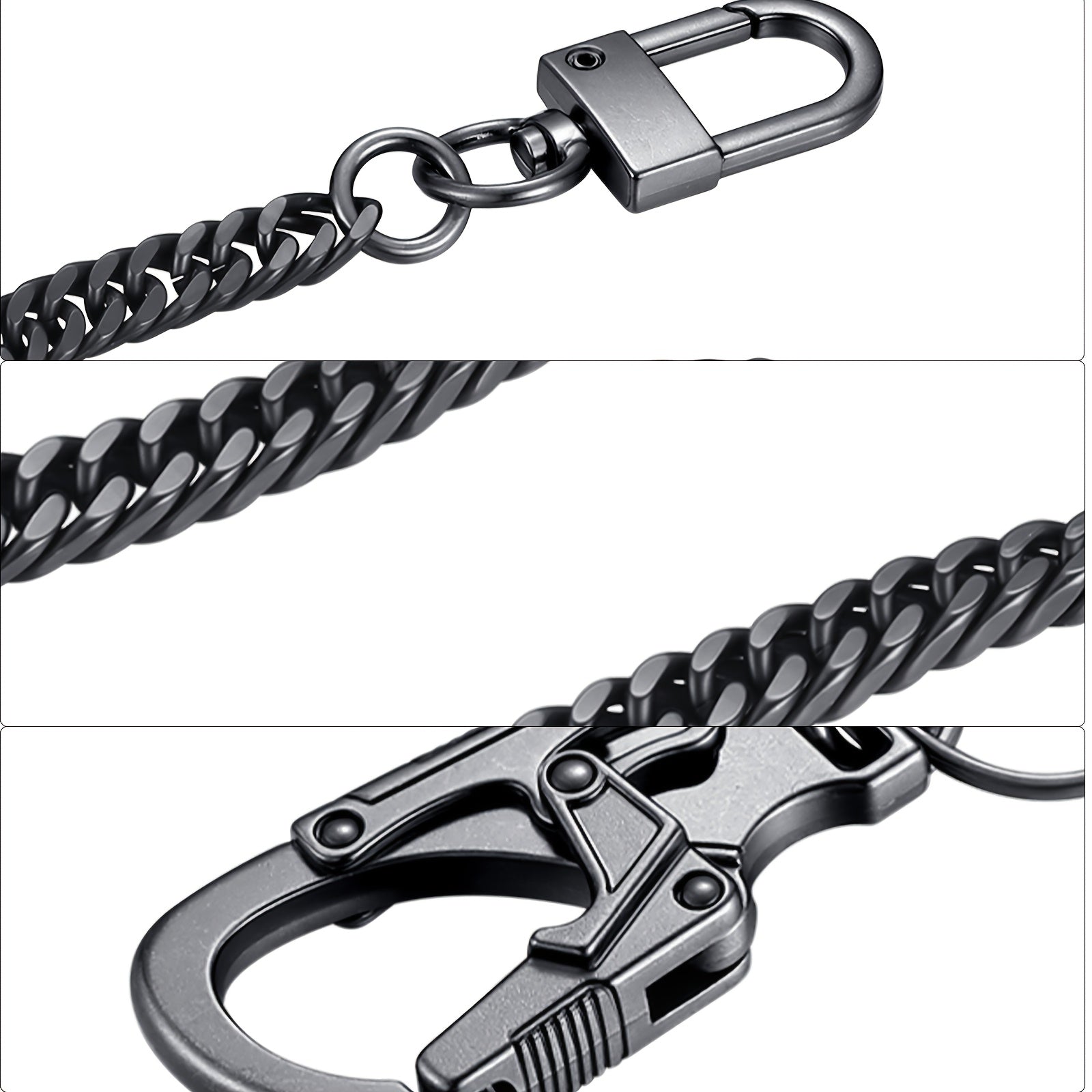 Ahiller Business Style Wallet Chain, Hip Hop Style Keychain - Dual Lock Security Design, Outdoor Camping, Traveling Accessory for Motorcycle/Daily Use with Scratch Resistant Coating, Men's EDC Carrying Gear Chain, Perfect Gift for Boyfriends And Dads, Dai