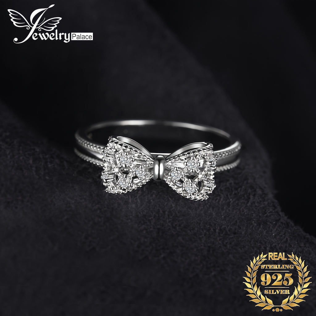 1pc 925 Sterling Silver Simple And Elegant Bowknot Design Cz Decor Silver Ring for Woman for For Dating Gift for Daily Decoration Fine Jewelry