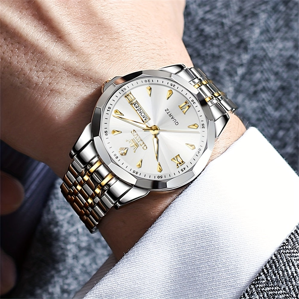 OLEVS Men's Watches Multifunction Stainless Steel Sport Luxury Date Quartz Male Watch Wrist Watches for Man White/Gray/Blue