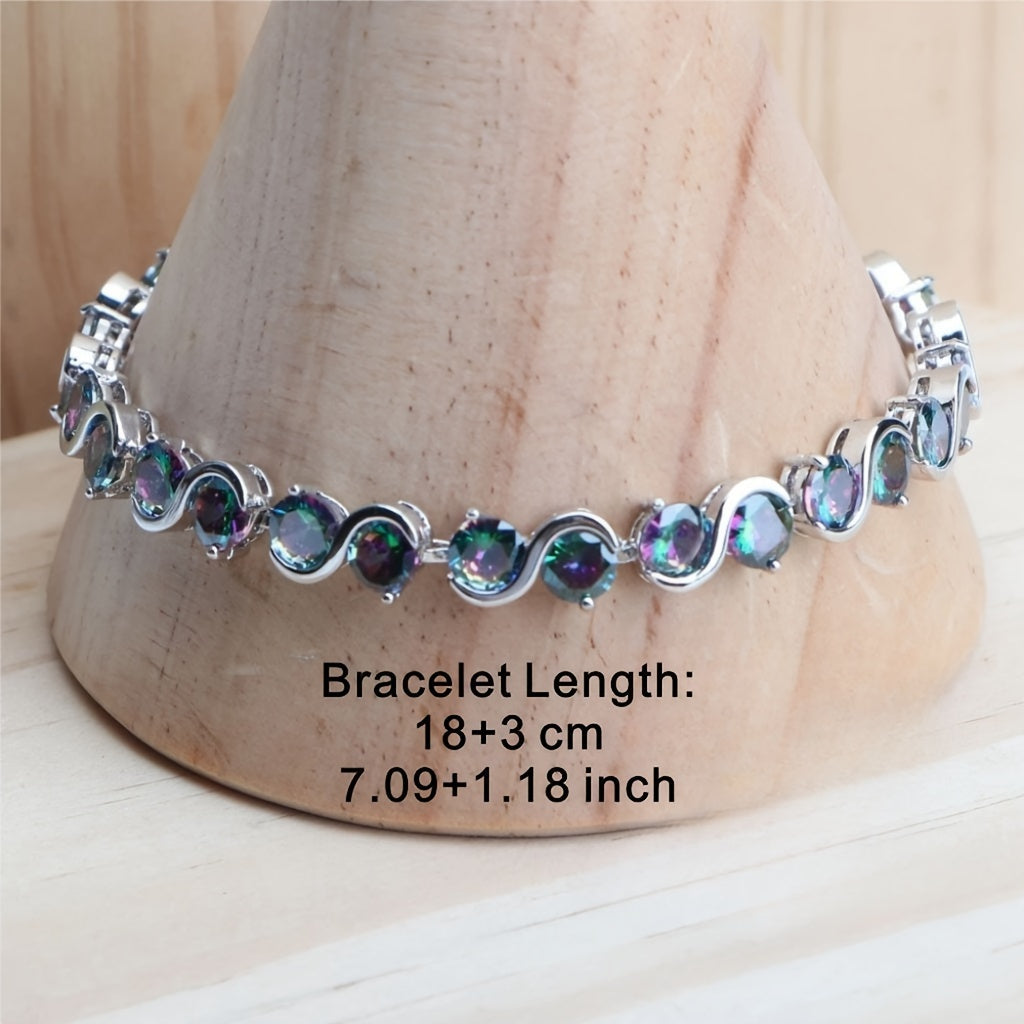 5pcs Vintage And Dazzling Jewelry Set for Women Featuring Rainbow Cubic Zirconia, Including a Ring, Earrings, Pendant, And Necklace, Perfect for Bridal Parties, Weddings, Anniversaries, Birthdays, And Engagements