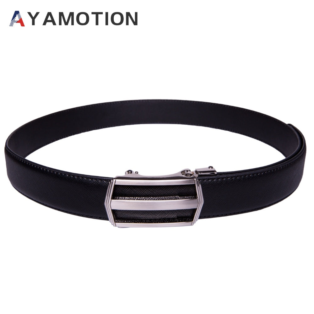 AYAMOTION Genuine Leather Belt Mens Ratchet Dress Belts With Adjustable Automatic Buckle back to school, for wedding,Ideal Gift for Dad, Husband, Boyfriend