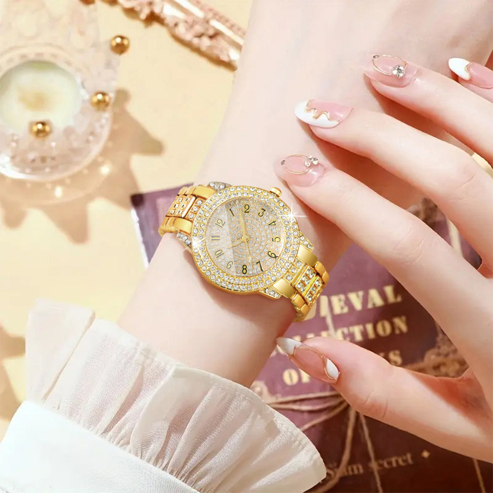 6pcs/set Watches for Women, Luxury Jewelry Set with 5pcs - Bracelet, Necklace, Earrings, Ring Jewelry for Women Set, Elegant Womens Watches, Valentine's Day Birthday Gifts for Women, Reloj De Mujer, Watches for Women, No Boxes.